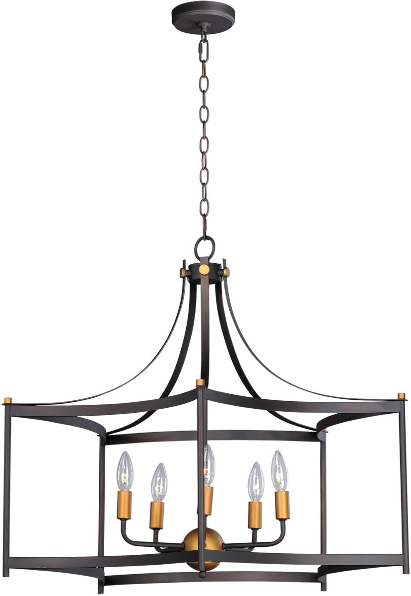 30"W Wellington 5-Light Pendant Oil Rubbed Bronze / Antique Brass