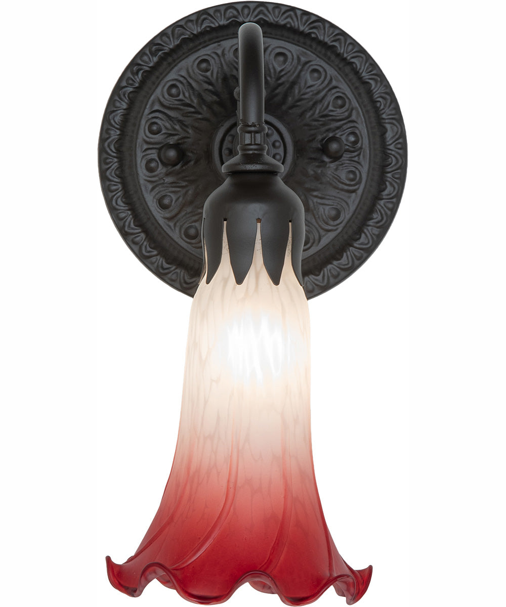 5.5" Wide Pink/White Tiffany Pond Lily Wall Sconce