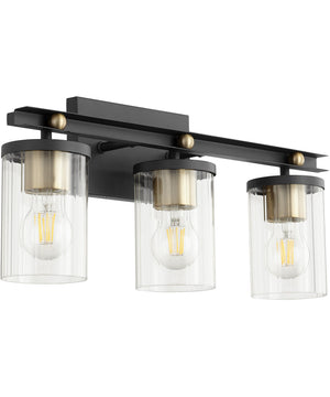 Empire 3-light Bath Vanity Light Textured Black w/ Aged Brass