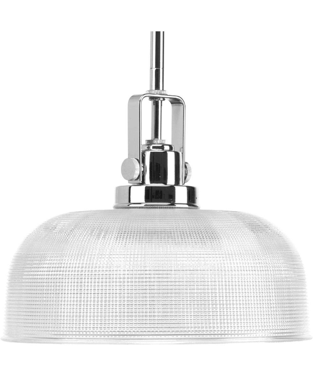 Archie 1-Light Clear Prismatic Glass Coastal Pendant Light Polished Chrome