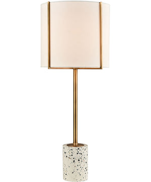 Trussed Table Lamp White Terazzo/Gold/a Pure White Linen Shade