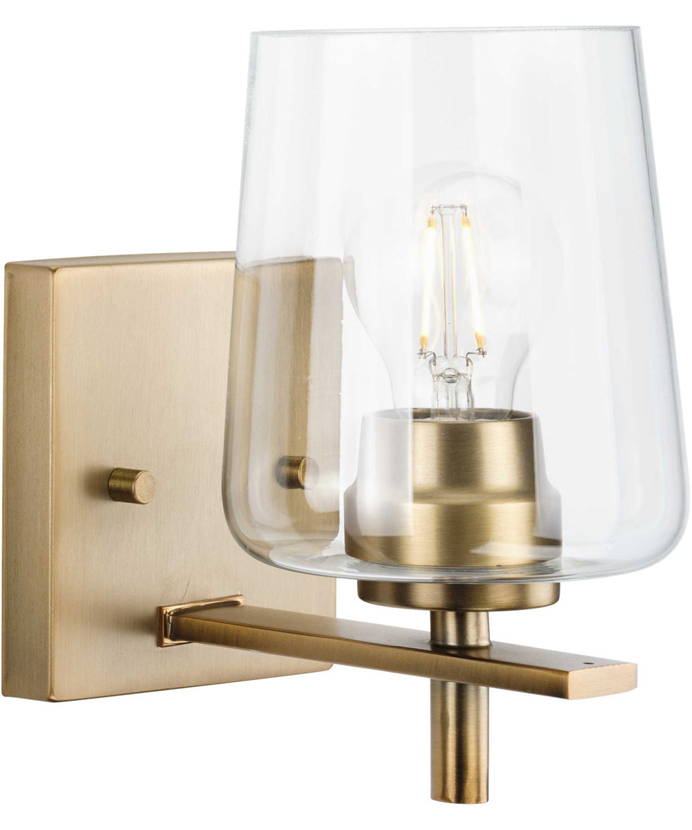 Calais 1-Light New Traditional Clear Glass Bath Vanity Light Vintage Brass