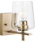 Calais 1-Light New Traditional Clear Glass Bath Vanity Light Vintage Brass