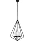 Elevate 4-Light Etched White Glass Modern Style Hanging Pendant Light Matte Black