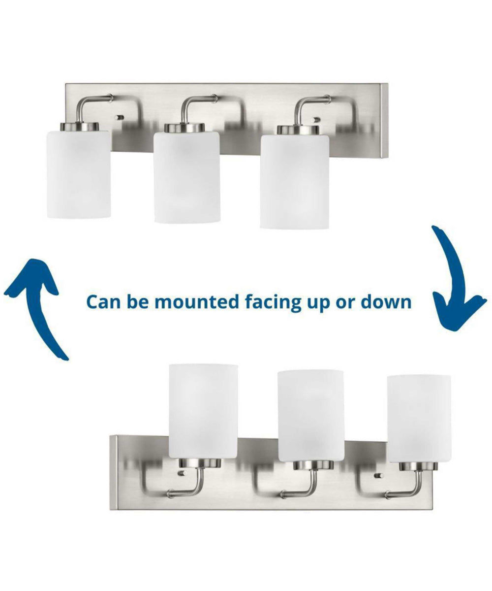 Merry 3-Light Etched Glass Transitional Style Bath Vanity Wall Light Brushed Nickel