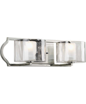 Caress 2-Light Clear Water Glass Luxe Bath Vanity Light Polished Nickel