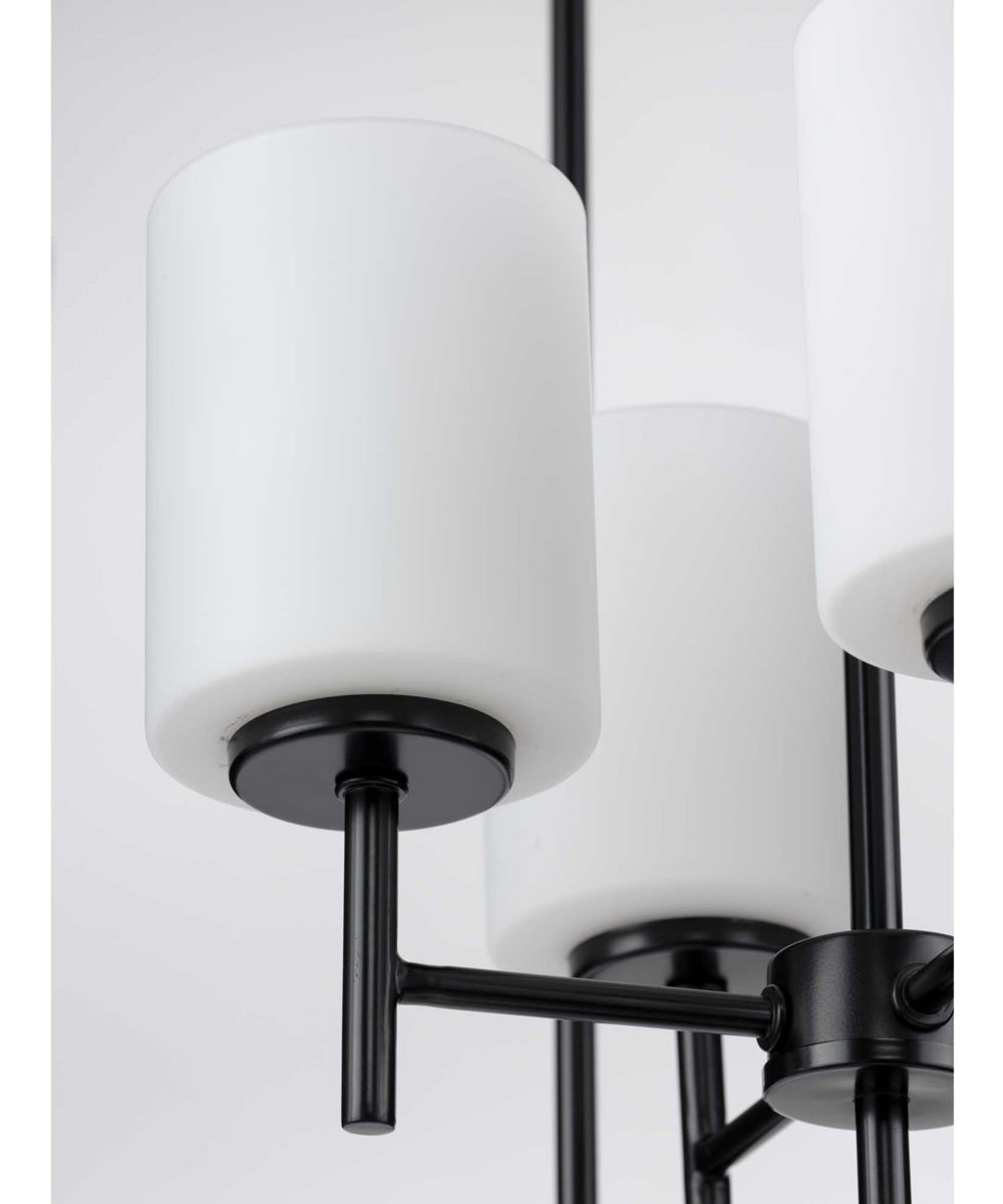 Replay 4-Light Etched White Glass Modern Pendant Light Textured Black