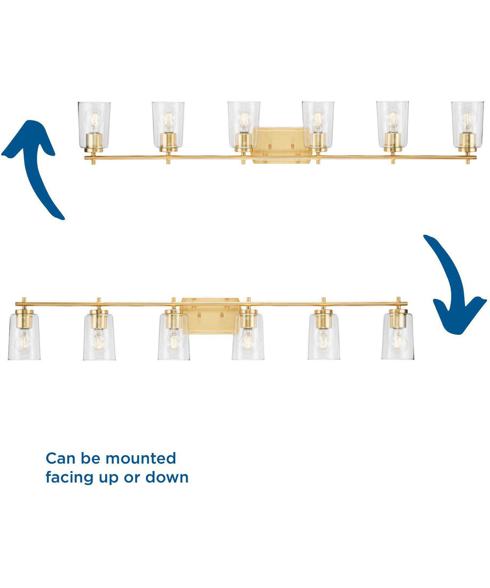 Adley 6-Light New Traditional Clear Glass Bath Vanity Light Satin Brass