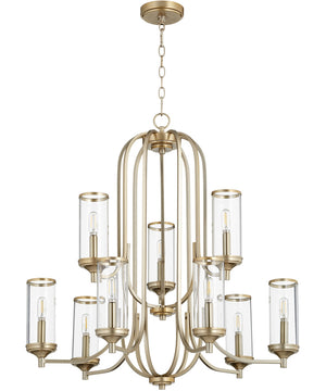 30"W Collins 9-light Chandelier Aged Brass