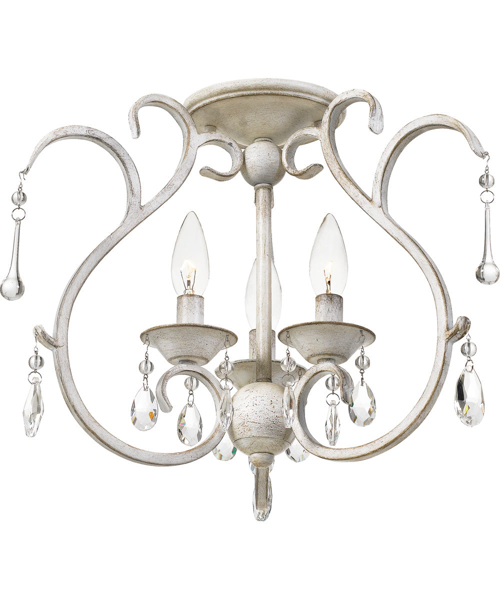 Blanca Medium 3-light Semi Flush Mount Antique White