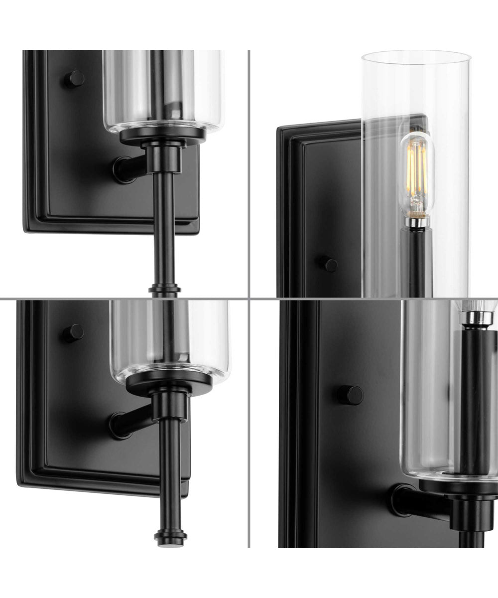 Elara 1-Light New Traditional Clear Glass Bath Vanity Light Matte Black