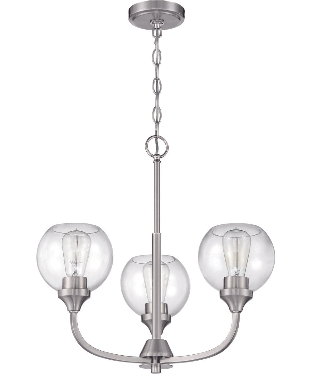 Glenda 3-Light Chandelier Brushed Polished Nickel