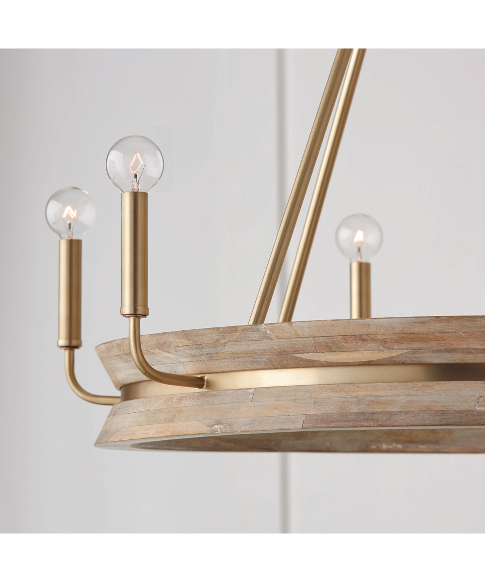 Finn 6-Light Chandelier White Wash and Matte Brass