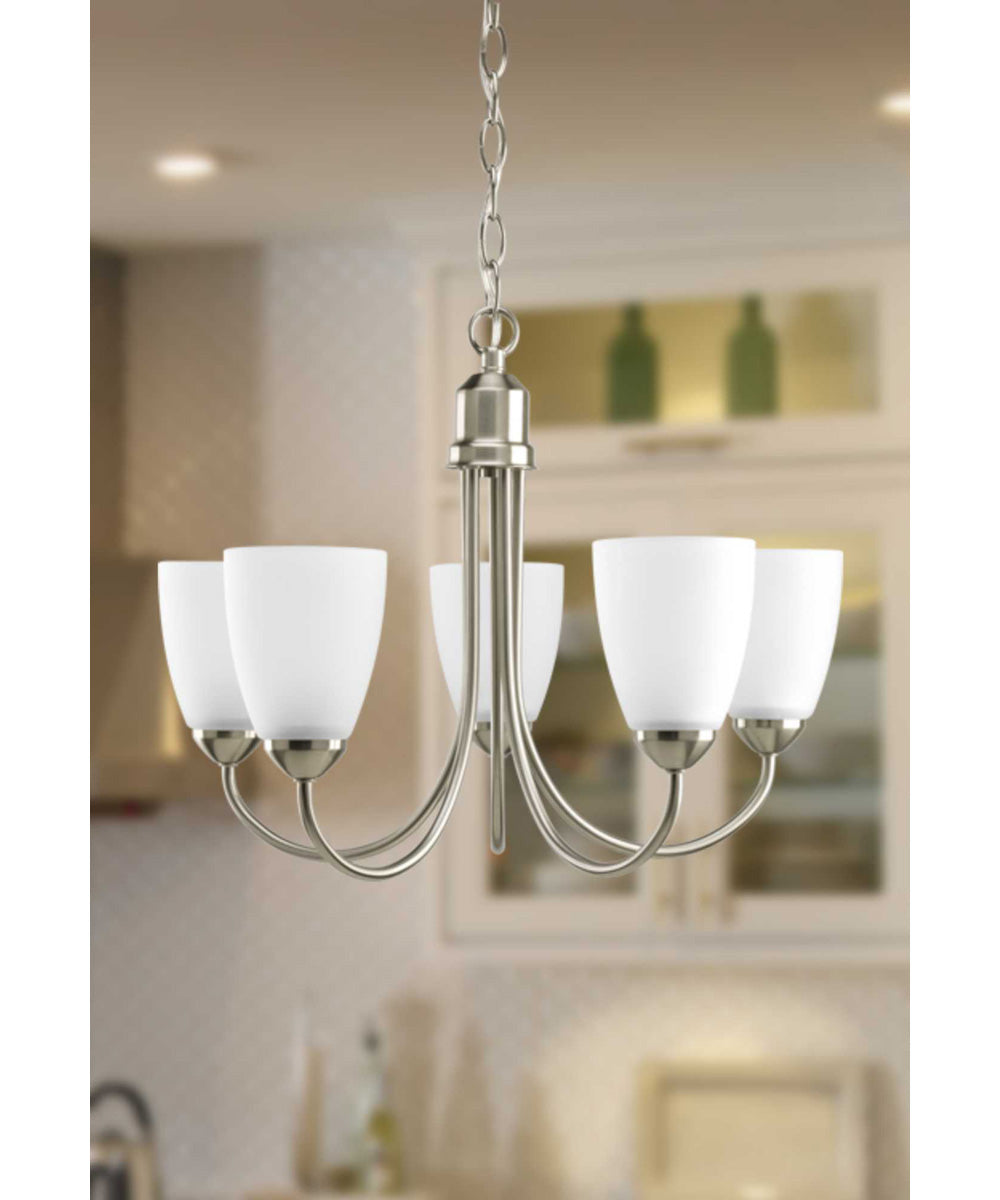Gather 5-Light Etched Glass Traditional Chandelier Light Brushed Nickel