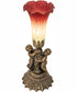 13" High Seafoam/Cranberry Tiffany Pond Lily Twin Cherub Accent Lamp