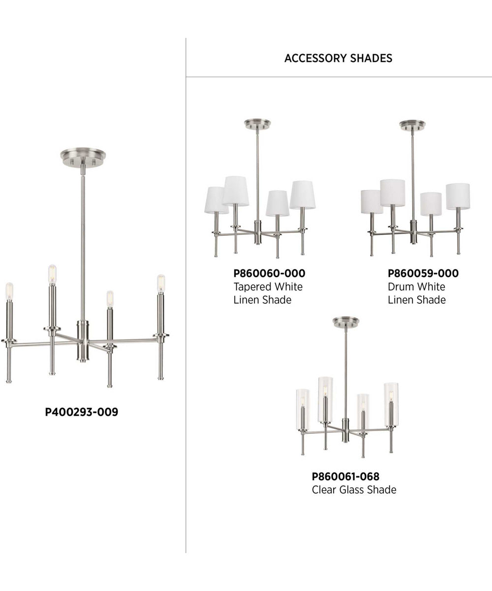 Elara 4-Light New Traditional  Chandelier Light Brushed Nickel