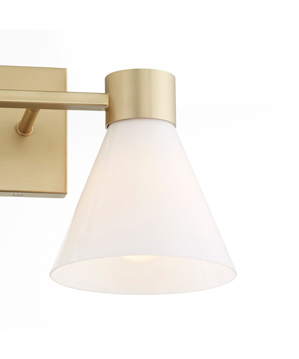 Beldar 2-light Bath Vanity Light Aged Brass w/ Gloss Opal