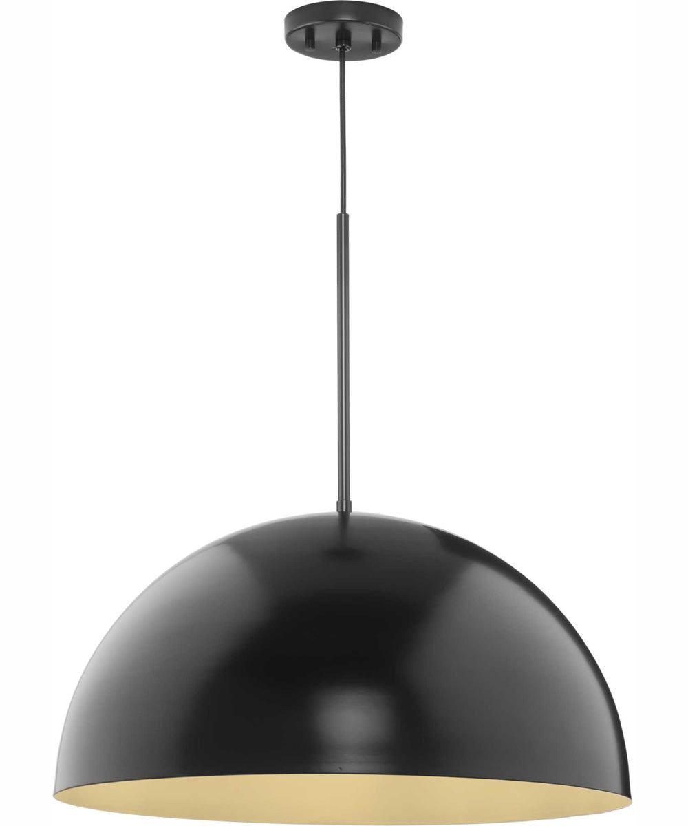 Perimeter 1-Light Mid-Century Modern Pendant with metal Shade Matte Black