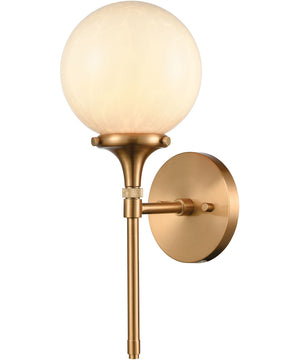 Beverly Hills 1-Light Sconce Satin Brass/White Feathered Glass