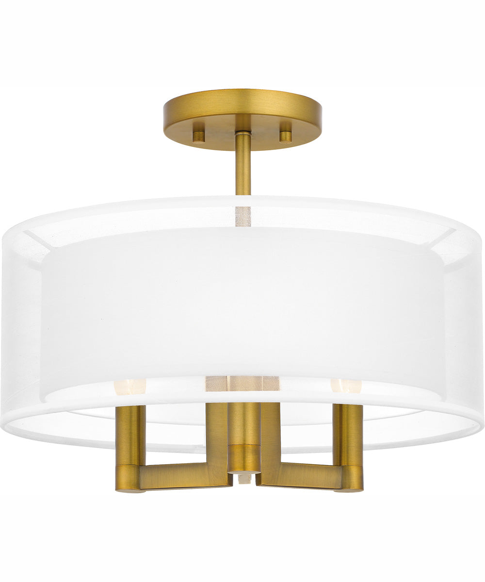 Quoizel Semi-Flush Mount Medium 3-light Semi Flush Mount Aged Brass