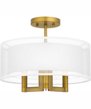 Quoizel Semi-Flush Mount Medium 3-light Semi Flush Mount Aged Brass