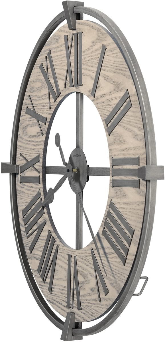 32"H Eli Wall Clock Brushed Aged Silver