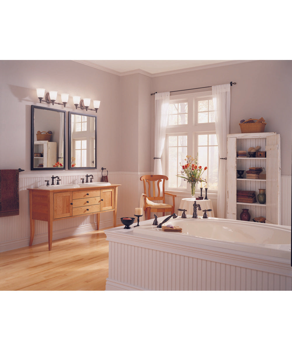 Victorian 3-Light White Opal Glass Farmhouse Bath Vanity Light Venetian Bronze