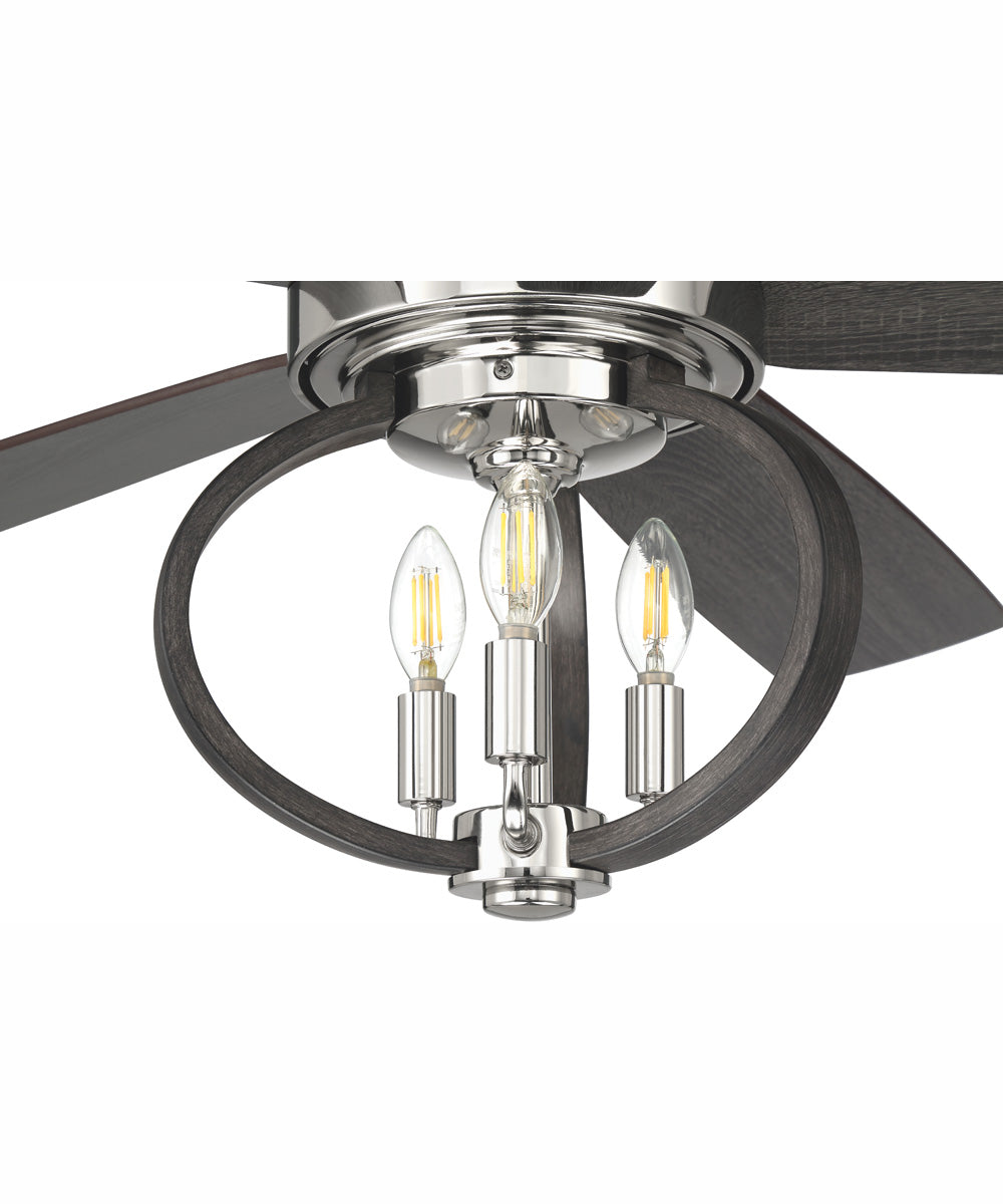 52" Reese 3-Light Ceiling Fan Polished Nickel
