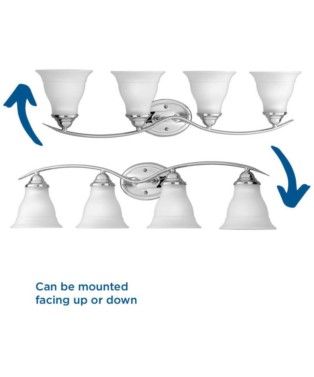 Trinity 4-Light Etched Glass Traditional Bath Vanity Light Polished Chrome