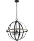 Lockhart 5-Light Matte Black/Aged Oak Farmhouse Style Hanging Pendant Light Matte Black