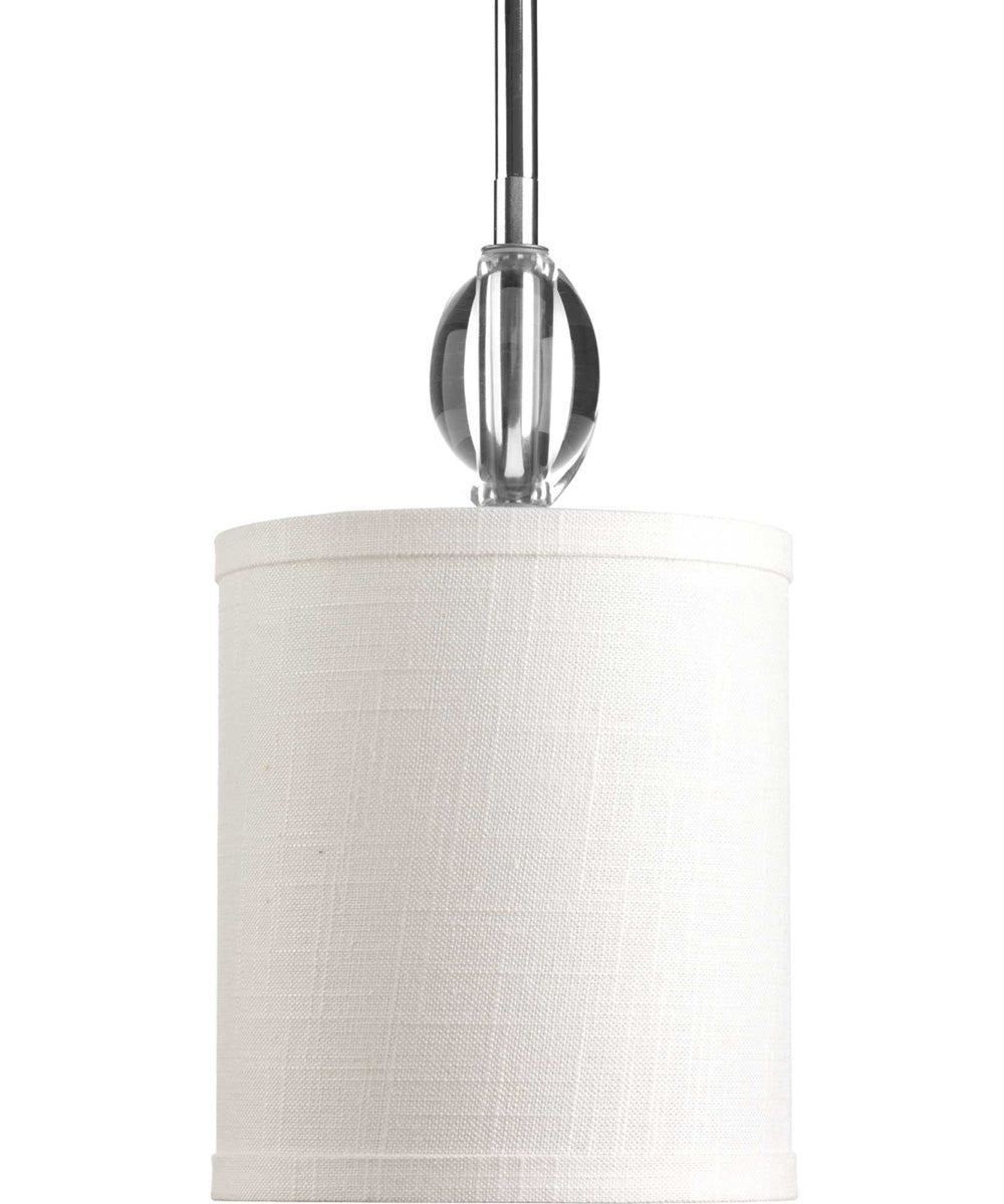 Status 1-Light Off-White textured Shade Coastal Mini-Pendant Light Polished Chrome