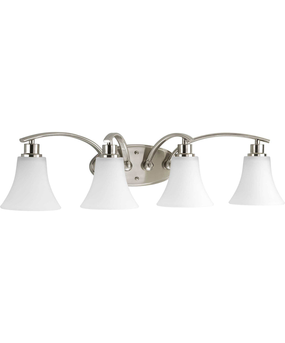 Joy 4-Light Etched Glass Traditional Bath Vanity Light Brushed Nickel