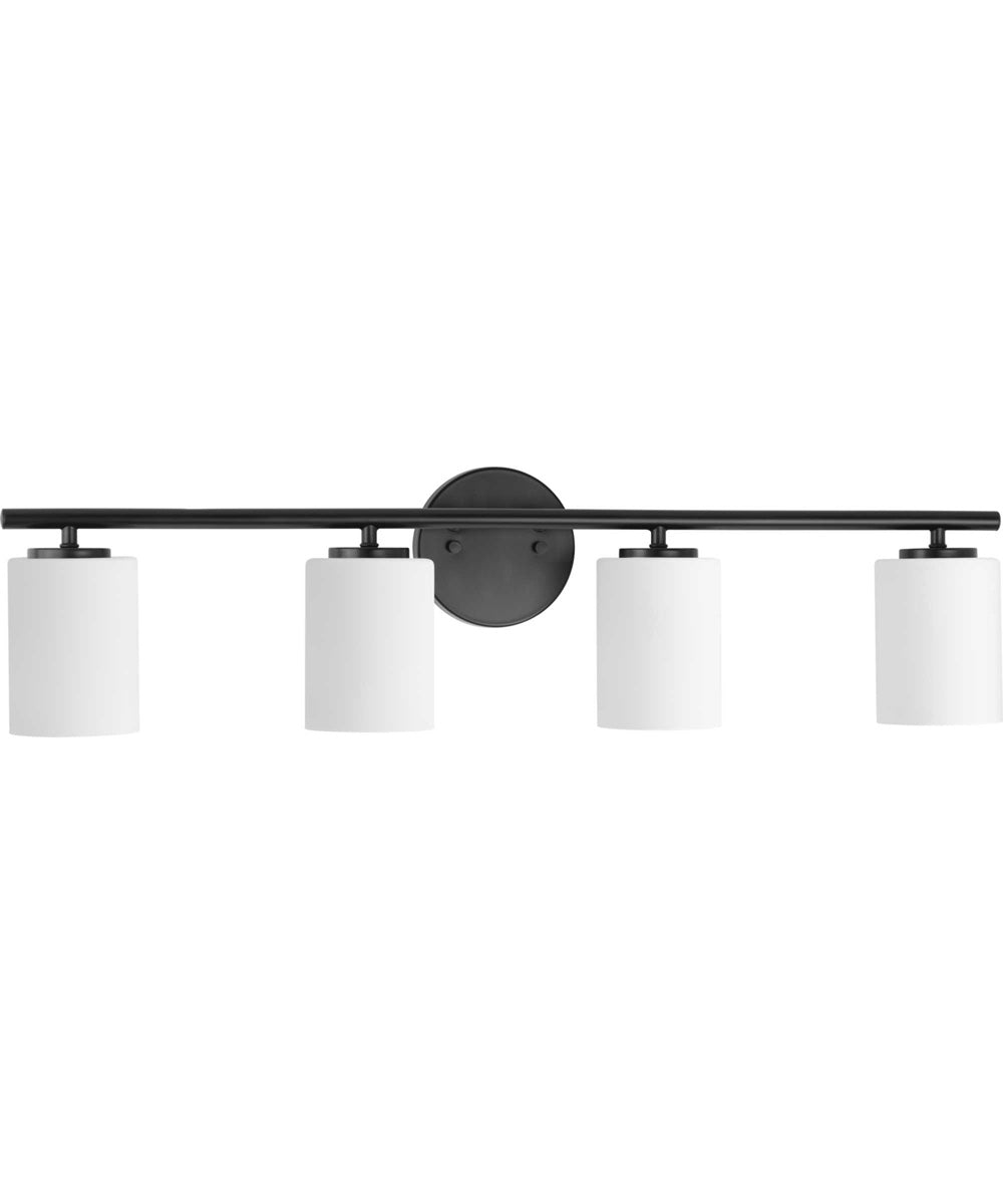 Replay 4-Light Etched Glass Modern Bath Vanity Light Textured Black