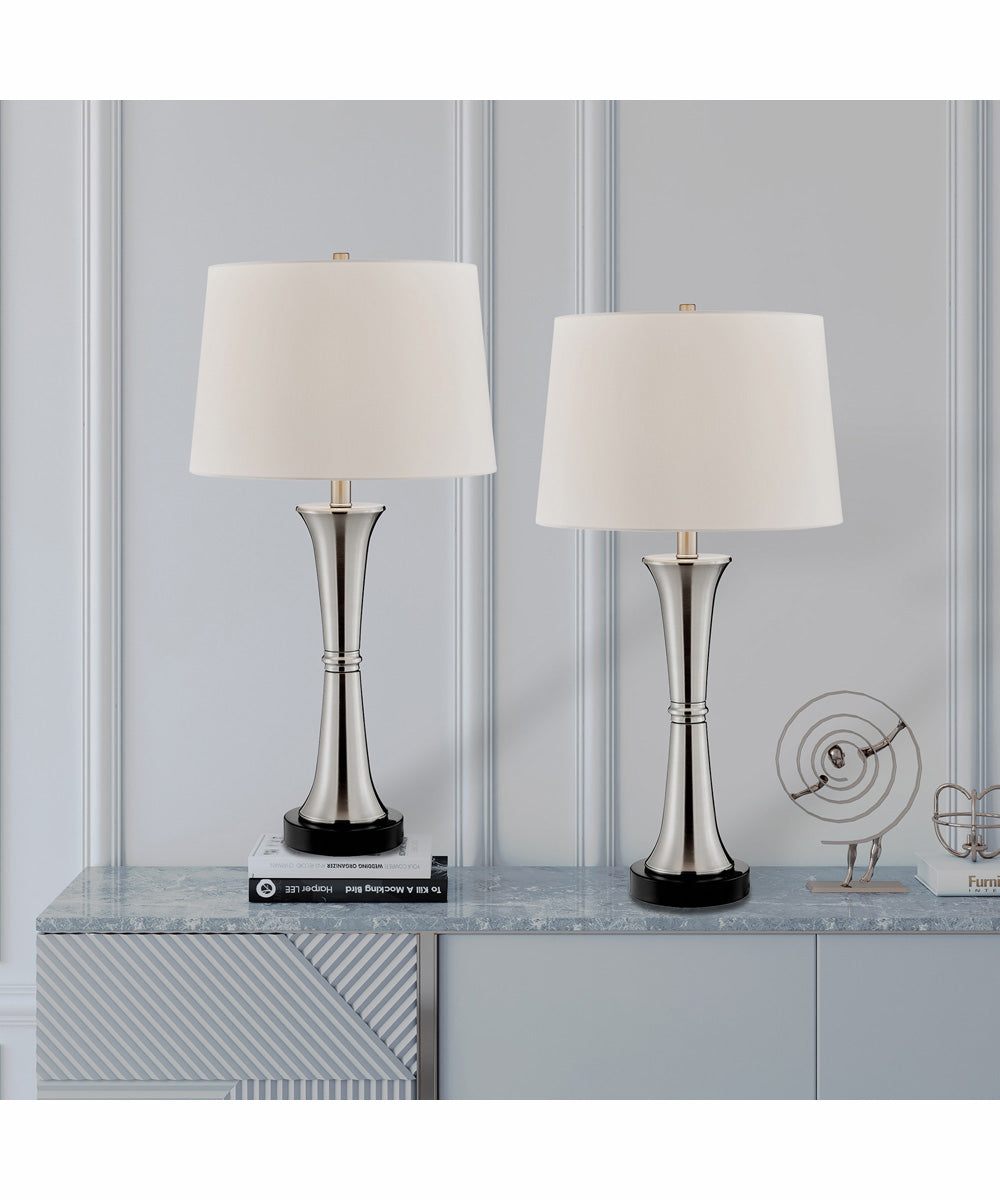 Gavino 2-Light 2 Pack-Table Lamp Brushed Nickel/Black/Fabric Shade With Usb