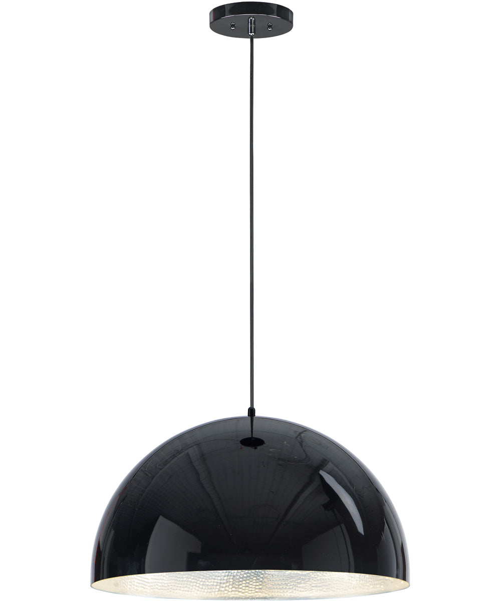 24"W Hemisphere LED 1-Light Pendant Gloss Black / Aluminum