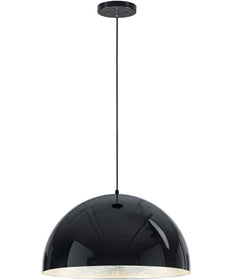 24"W Hemisphere LED 1-Light Pendant Gloss Black / Aluminum