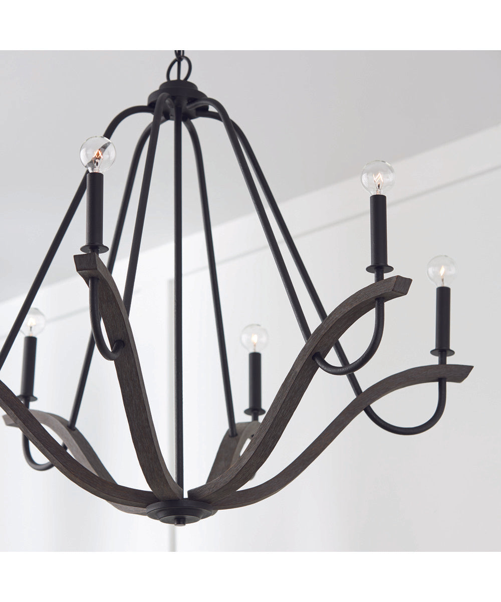 Clive 6-Light Chandelier Carbon Grey and Black Iron