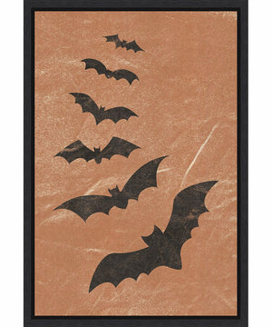 Framed Halloween Bats by JJ Design Canvas Wall Art Print (16  W x 23  H), Sylvie Black Frame