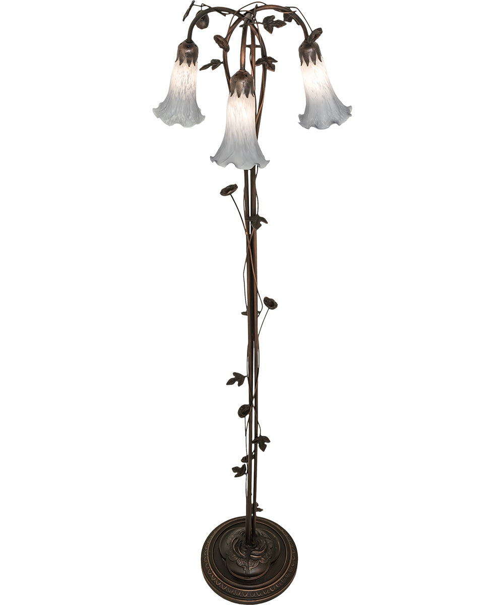 58" High Gray Tiffany Pond Lily 3 Light Floor Lamp