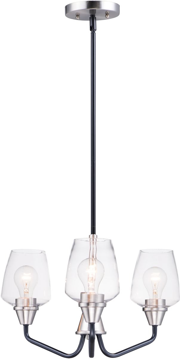 19"W Goblet 3-Light Chandelier Black / Satin Nickel