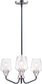 19"W Goblet 3-Light Chandelier Black / Satin Nickel