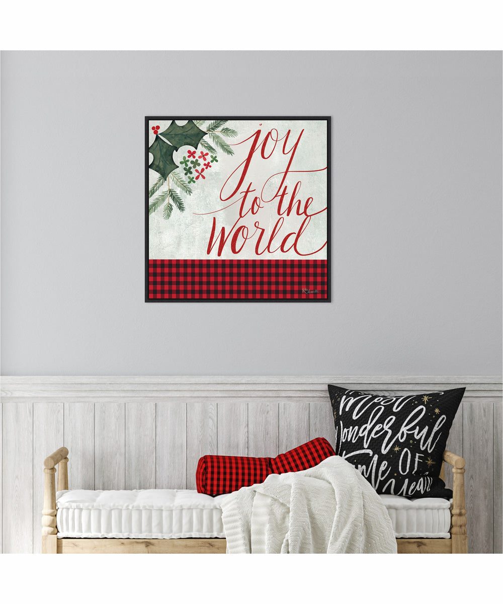 Framed Joy to the World by Katie Doucette Canvas Wall Art Print (22  W x 22  H), Sylvie Black Frame