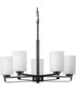 League 5-Light Etched Glass Modern Farmhouse Chandelier Light Matte Black