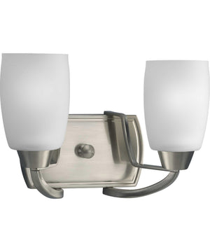 Wisten 2-Light Etched Glass Modern Bath Vanity Light Brushed Nickel