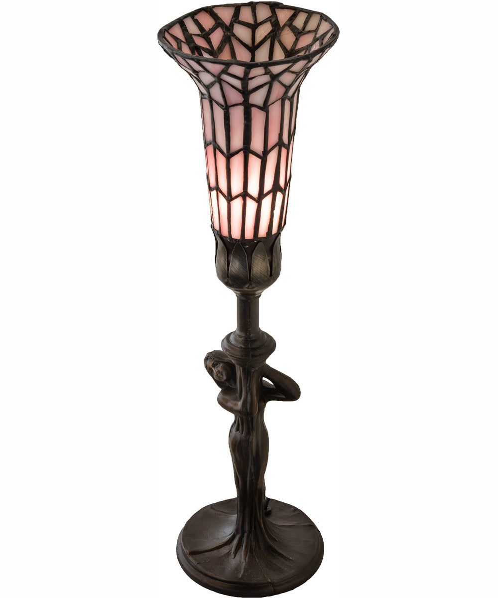 15" High Stained Glass Pond Lily Nouveau Lady Accent Lamp