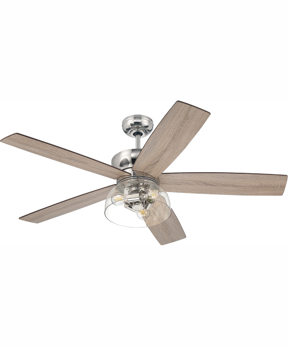52" Gibson 3-Light Ceiling Fan Polished Nickel