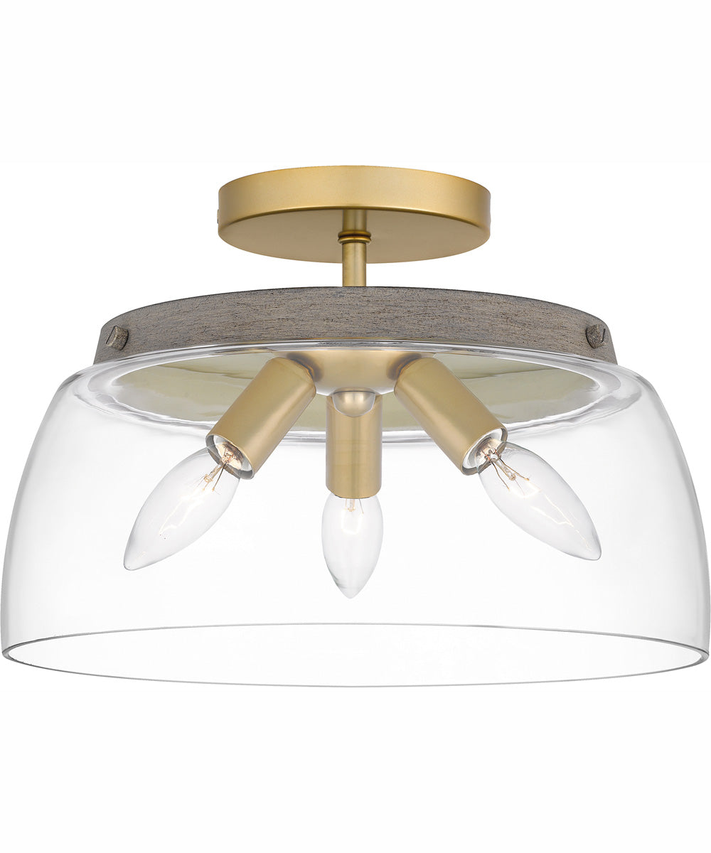 Burkett Medium 3-light Semi Flush Mount Light Gold