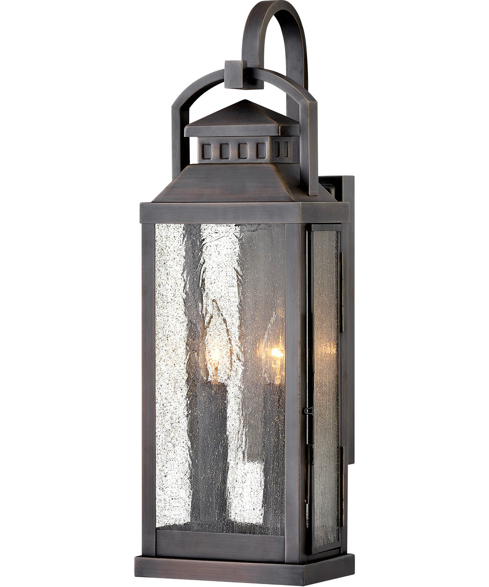 Revere 2-Light Medium Outdoor Wall Mount Lantern in Blackened Brass