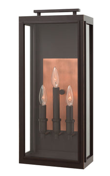 22"H Sutcliffe 3-Light LED Large Outdoor Wall Light in Oil Rubbed Bronze