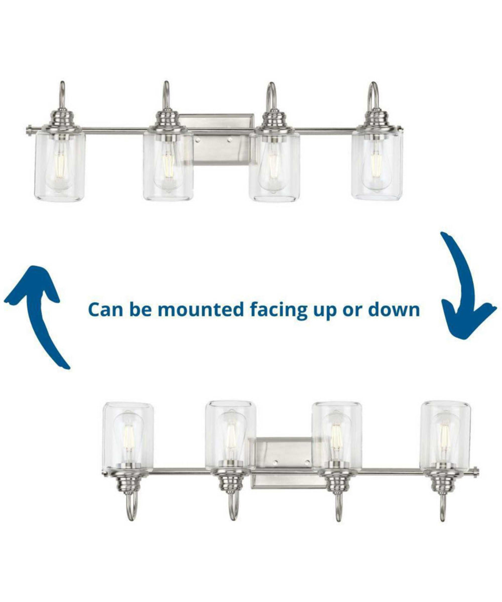 Aiken 4-Light Clear Glass Farmhouse Style Bath Vanity Wall Light Brushed Nickel